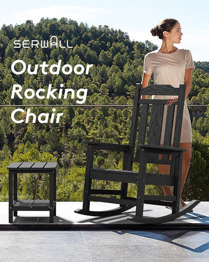 SERWALL Oversized Outdoor Rocking Chair, HDPE Patio Rocking Chair, All Weather - Image 6