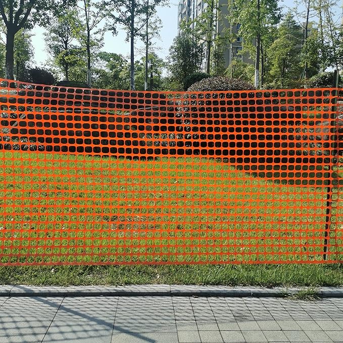 Safety Fence Plastic Mesh Fencing Roll, 4'x100' Feet 1 Roll with 100 Zip Ties, Temporary Reusable Netting for Snow Fence, Garden, Construction and Animal Barrier (Orange MW 10.71 lb/roll)