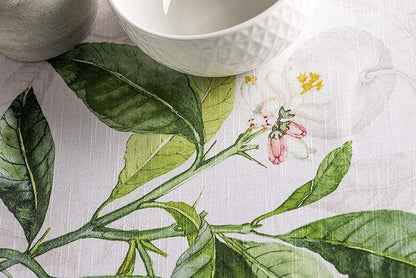 Maison d' Hermine Table Cloth Round Table 100% Cotton 69 Inches Tablecloth Reusable Decorative Everyday Use for Dining Room, Farmhouse, Home, Party, Festive & Wedding Spring Summer - Limoncello
