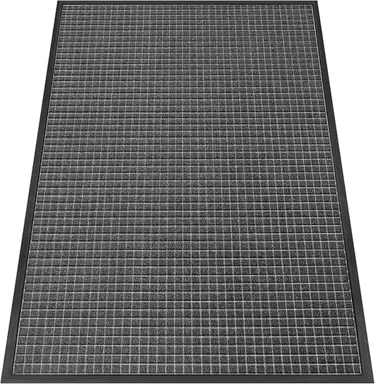 Kuyal Front Door Mat, 4'*6' Door Mat for Inside Outside Entrance,Waterproof Welcome Mats with Non-Slip Backing, Indoor Outdoor Entryway, Commercial Floor Mats, Durable & Easy to Clean, Dark Gray