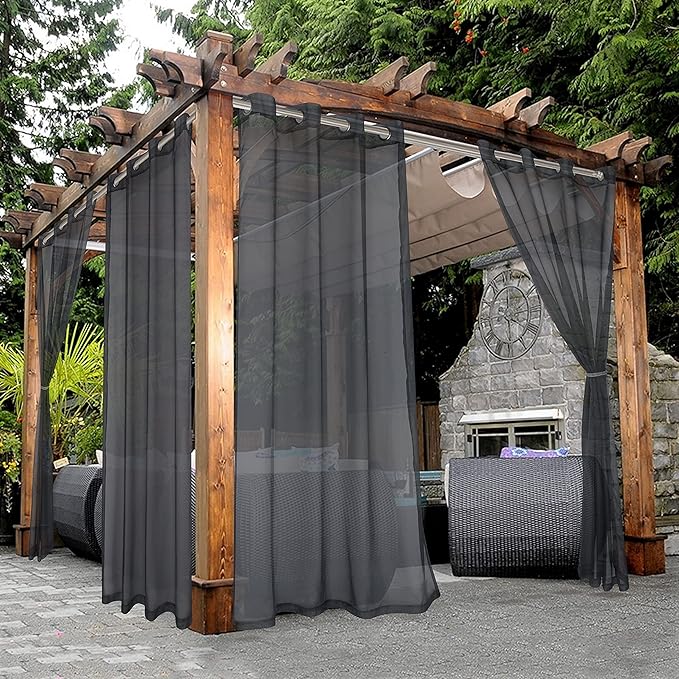 BONZER Outdoor Sheer Curtains for Patio Waterproof 2 Panels | Grommet Light by Bonzer