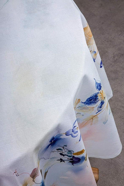 Maison d' Hermine Table Cloth Round Table 100% Cotton 69 Inches Tablecloth Reusable Decorative Everyday Use for Dining Room, Farmhouse, Home, Party, Festive & Wedding Spring Summer - Lazy Summer Days