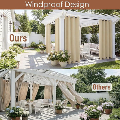 RYB HOME 2 Panels Outdoor Curtains - Image 2