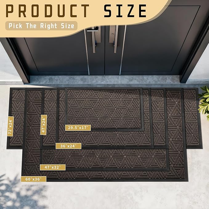 Yimobra Outdoor Mats for Front Door 29.5x17, Stops Mud & Dirt at Entrance, Fits Garage & Patio, All-Weather Waterproof Non Slip Outdoor Indoor Welcome Mat, Brown