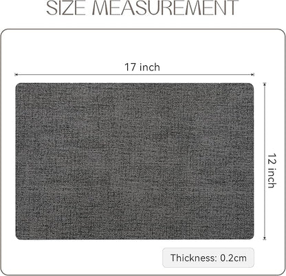 Romanstile Vinyl Placemats Set of 12-12 X 17 Inch - Heat Resistant Place Mats 100% Waterproof Oilproof Wipeable Reversible Faux Leather Table Mats for Kitchen, Dining, Party, Outdoor, Dark Grey