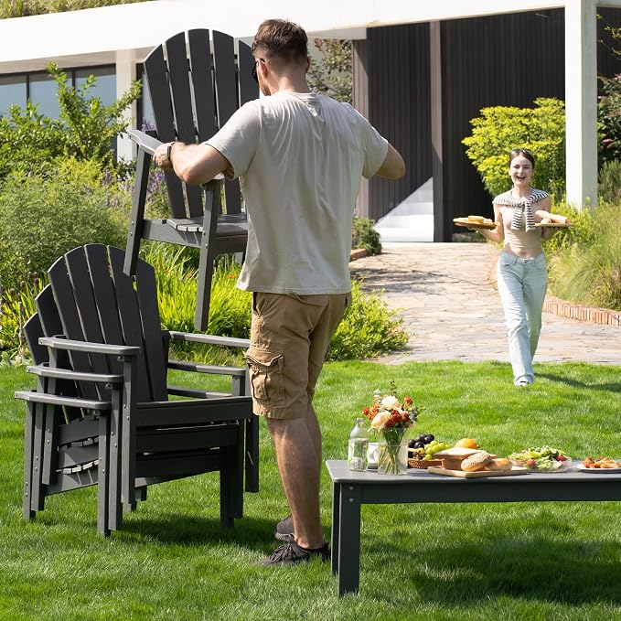 Stackable Adirondack Chairs, Compact All Weather HDPE, All-Weather - Image 7