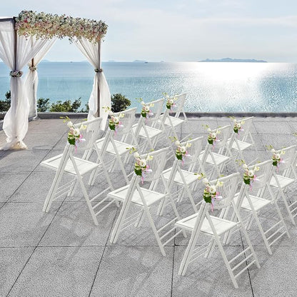 VINGLI Bamboo Folding Chair, Foldable Dining Wood Chairs Comfortable Seat - Image 9