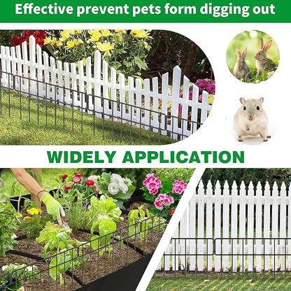 30Ft(L) X 13Inch(H) Animal Barrier Fence - 21 Pack Garden Fence Animal Barrier Garden Border, Rustproof Metal Fencing Panels, No Dig Fence Panels Defense for Dogs, Rabbits, Outdoor Patio