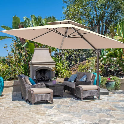 10x13FT Cantilever Outdoor Patio Umbrellas, Double Top Large Rectangle Umbrella - Image 4