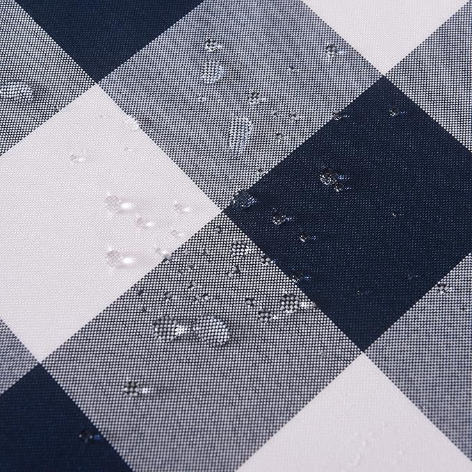 Cupuamon 2 Pack Waterproof Polyester Fabic Rectangle Checkered Tablecloth，60x84 Outdoor Table Cloth，Oil Stain Prevention Table Cloth for Pinics and Parties（Navy and White）