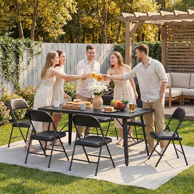 10 Pack Padded Folding Chairs, Portable Metal Foldable Chairs - Image 8