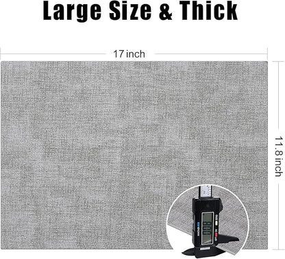 Homaxy Faux Leather Heat Resistant Placemats for Dining Table Set of 6, Waterproof Wipeable Washable PU Table Mats, Easy to Clean Anti-Slip Place Mats, 11.8" x 17", Light Grey