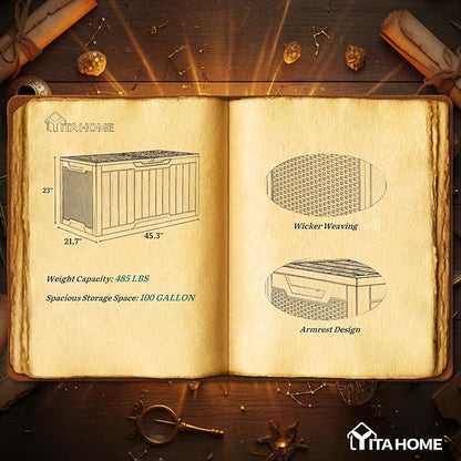 YITAHOME 100 Gallon Large Outdoor Storage Box | Water Resistant Resin Deck Box - Image 8