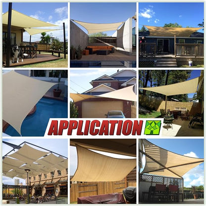 Colourtree TAPR0810 Custom Size 21' x 23' Sand Beige Sun Shade Sail UPF50 - Image 4