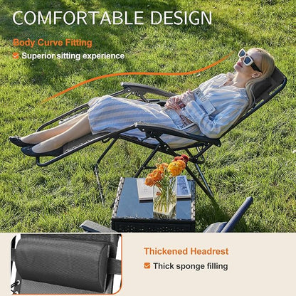 Sweetcrispy Zero Gravity Chairs Set of 2, Outdoor Folding Patio Lounge Chair - Image 3