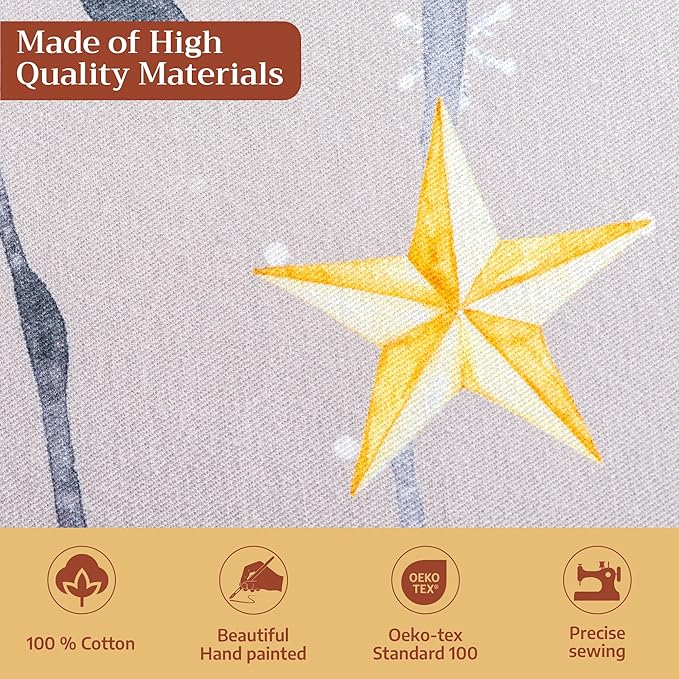 Maison d' Hermine Table Cloth Rectangle Table 100% Cotton 60 x 90 Inches Fall Tablecloth Reusable Everyday Use for Thanksgiving Christmas Decorations Dining Farmhouse Party (Fairy Christmas)