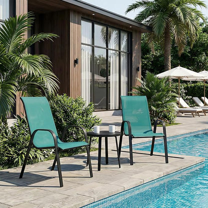 Stackable Patio Chairs Set of 1/2/4, Heavy Duty Metal Frame & Teslin Fabric - Image 2