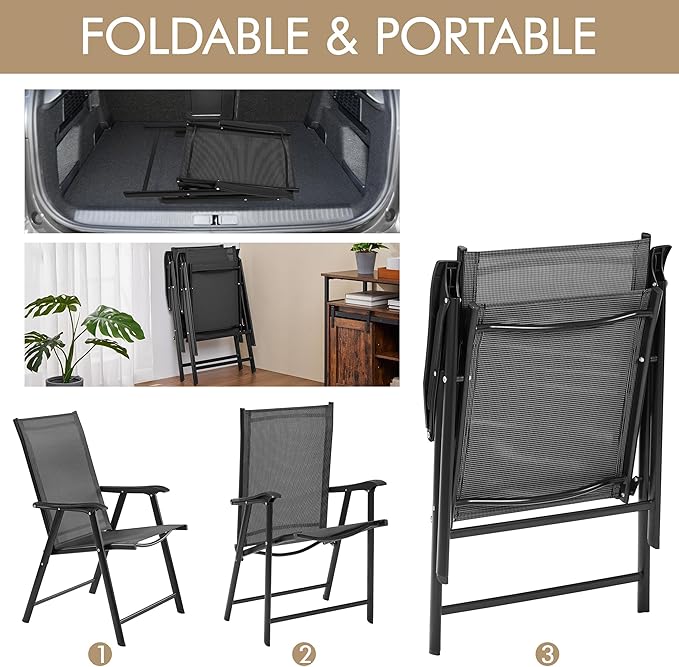 Yaheetech Patio Chairs Set of 4 Outdoor Foldable Dining Chairs, Comfortable - Image 4