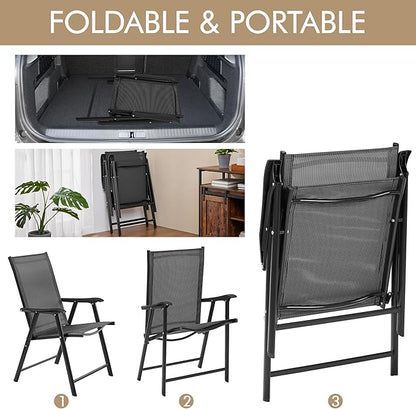 Yaheetech Patio Chairs Set of 4 Outdoor Foldable Dining Chairs, Comfortable - Image 4
