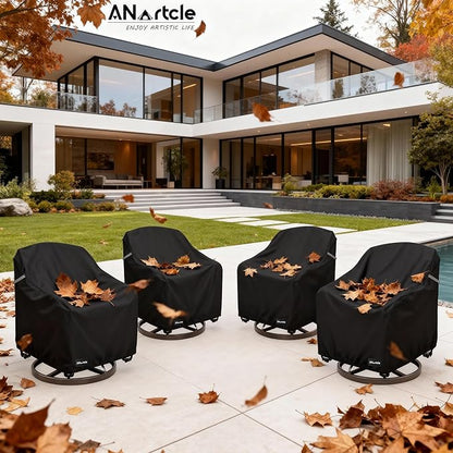 Swivel Patio Chair Cover 4 Pack,600D Waterproof Heavy Duty Outdoor Chair Cover(30 W x 34 D x 36 H inches),Patio Furniture Covers,Outdoor Furniture Covers Waterproof,Black