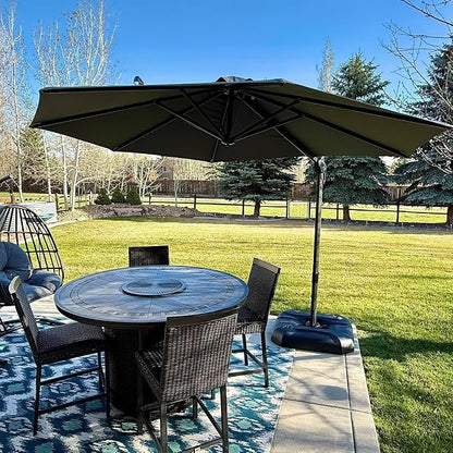 PURPLE LEAF Cantilever Umbrella 10 Feet Round 360° Rotation Light Grey | - Image 9