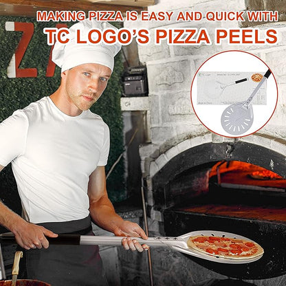 Pizza Turning Peel 8-Inch – Lightweight Aluminum Paddle with Rubber-Coated Aluminum Handle, Ergonomic Design, Ideal for Indoor & Outdoor Pizza Ovens