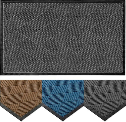 Ecomills Deluxe Diamond Entrance Door Mat, XX-Large Heavy Duty Absorbent Rubber Rug, Charcoal, 4’ X 6’ feet