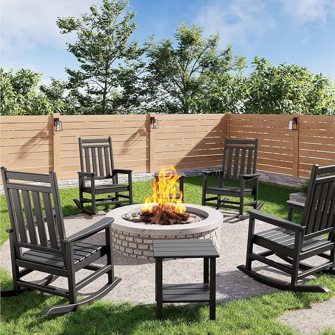 HDPE Rocking Chair Outdoor Set of 4 by Garvee