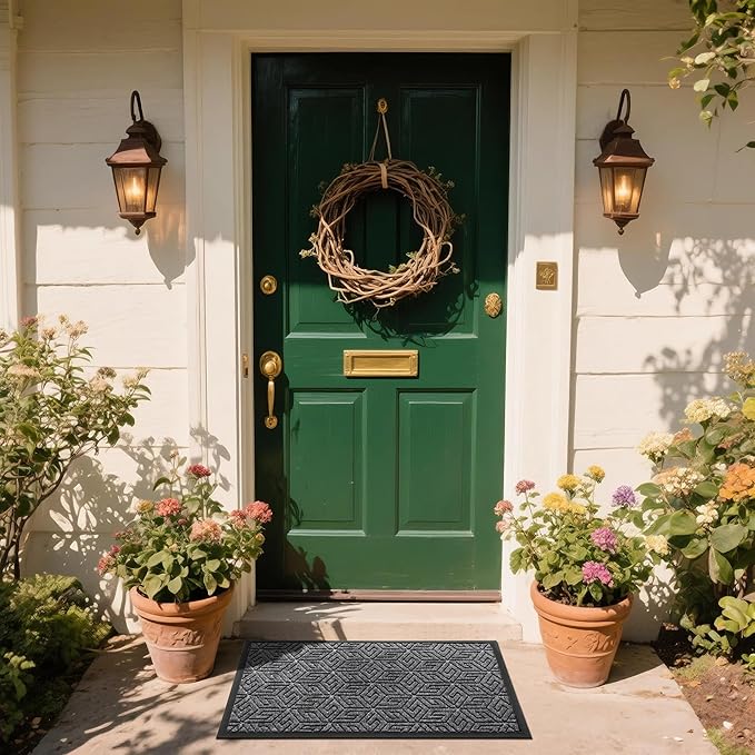 Yimobra Doormat Outdoor Entrance 29.5x17, All-Weather Waterproof Outdoor Mats for Front Door, Non Slip Welcome Door Mat for Patio Proch Outside Entryway Indoor, Mix Grey