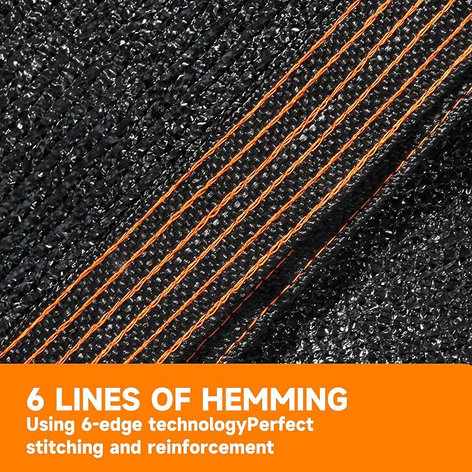 90% Shading Rate 10'x12' Black Shade Cloth, UV Resistant Durable Mesh Tarp - Image 3