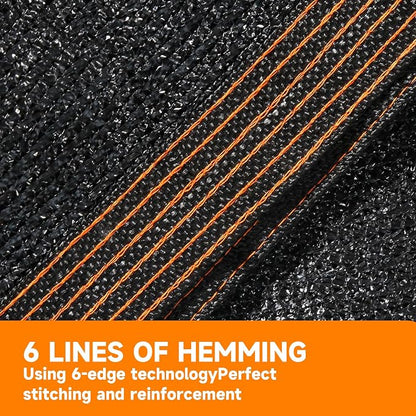 90% Shading Rate 10'x12' Black Shade Cloth, UV Resistant Durable Mesh Tarp - Image 3