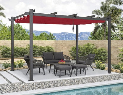 PURPLE LEAF Outdoor Pergola 10' X 13' Retractable Canopy Aluminum, Terra | - Image 2