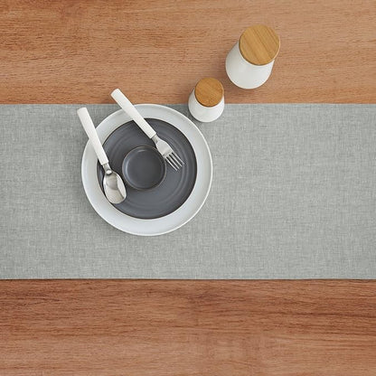 Solino Home Linen Table Runner 60 Inches - 100% Pure Linen Chambray Grey Table Runner 14 x 60 Inch Ideal for Dresser and Coffee Tables - Athena