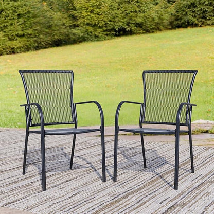 Outdoor Metal Patio Chairs Set of 2, Stackable Iron Mesh Dining Chairs by Unknown