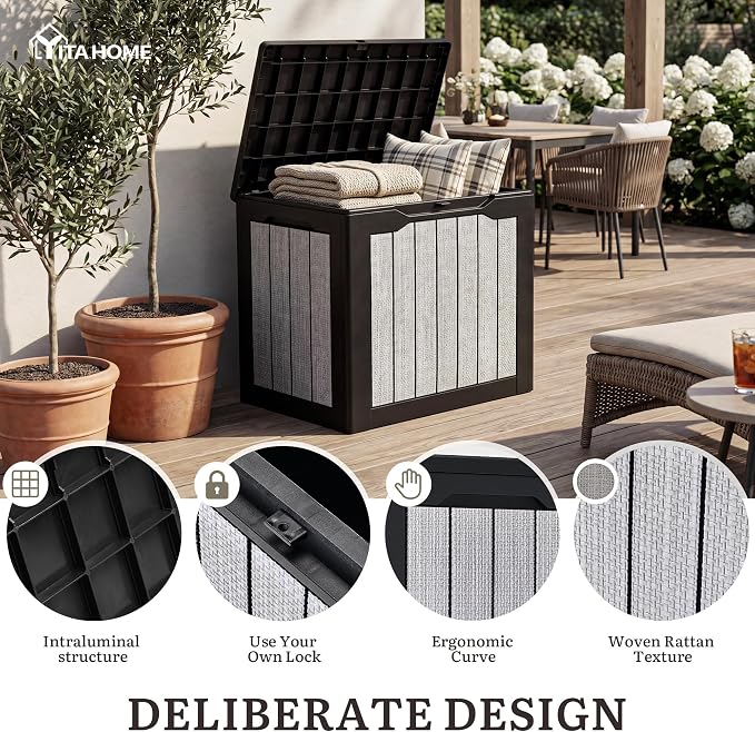 YITAHOME 30 Gallon Deck Box | 2-Pack Waterproof Resin Outdoor Storage Box - Image 2