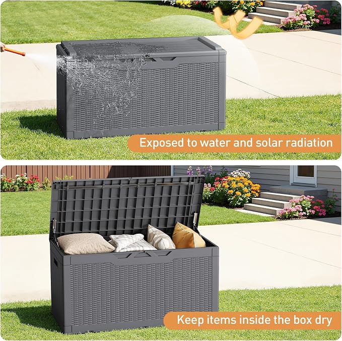 Greesum 100 Gallon Resin Deck Box Large Outdoor Storage Boxes - Image 3