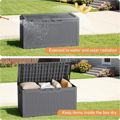 Greesum 100 Gallon Resin Deck Box Large Outdoor Storage Boxes - Image 3