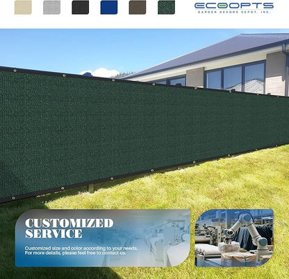 ECOOPTS 4'x206' Privacy Fence Screen Windscreen with Copper Grommets, Fit for Commercial Fence and Residential Garden Outdoor 90% UV Blockage, Cable Zip Ties Included (Green)