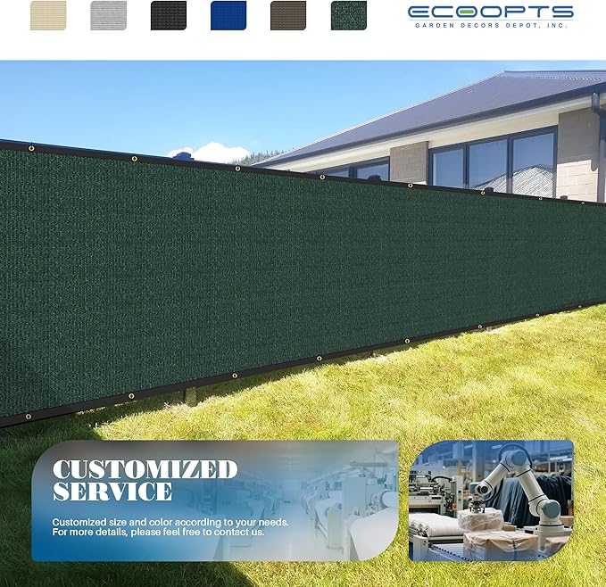 ECOOPTS 4'x167' Privacy Fence Screen Windscreen with Copper Grommets, Fit for Commercial Fence and Residential Garden Outdoor 90% UV Blockage, Cable Zip Ties Included (Green)