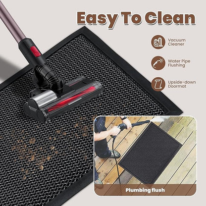 Outdoor Indoor Door Mats for Entryway, Heavy Duty and Durable All-Weather Entry Mat, Low Profile, Non-Slip and Easy Clean Outdoor Doormat for Entrance, Patio and Garage (Black and white 47"x31")