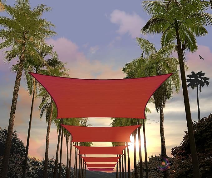 Amgo Custom Size 21' x 24' Red Rectangle Square Sun Shade Sail UPF50+ AGTAPR0810 by Amgo