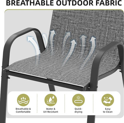 Patio Chairs Set of 4, Outdoor Stackable Dining Chairs - Image 5