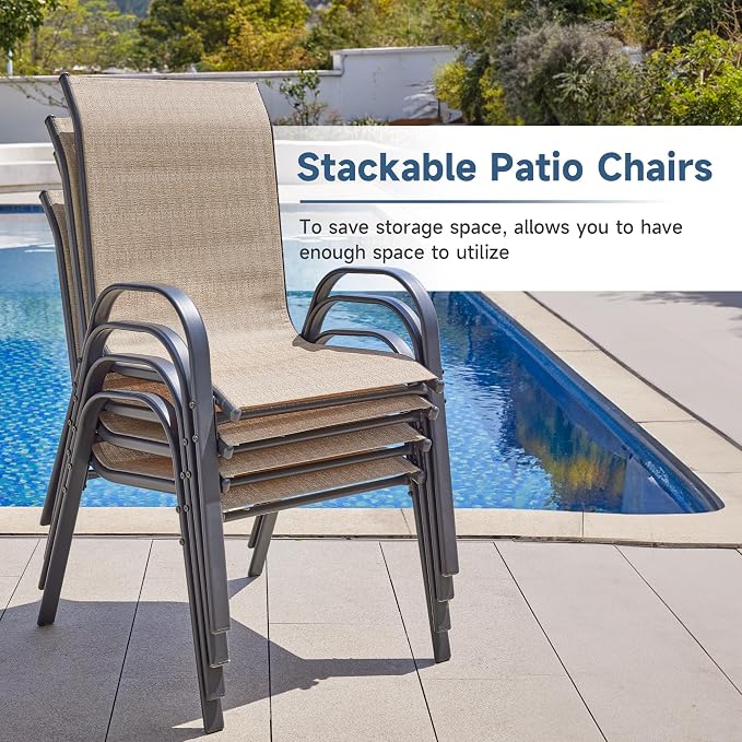Amopatio Patio Chairs Set of 4, Outdoor Stackable Dining Chairs - Image 6