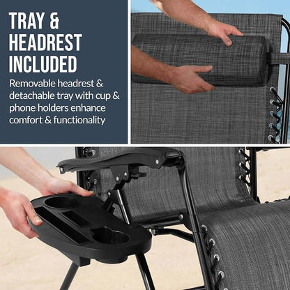 Best Choice Products Set of 2 Extra Wide Adjustable Steel Mesh Zero Gravity - Image 8