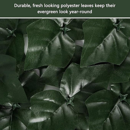 Faux Ivy Fence Privacy Screen Outdoor Expandable Artificial Greenery Roll Fake Hedge Wall Patio Green Plastic Leaf Plant Vine Grass Panels Gate Covering for Garden Yard Balcony (118 X 39.4 in)