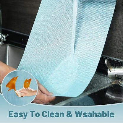 Placemats Set of 6，Non-Slip PVC Weave Table Mats Easy to Clean，Heat Resistant Place Mats for Kitchen Dining Table Decoration Indoor Outdoor，Blue