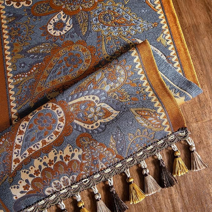 13×72 Inch Table Runner, Retro-Luxury Tassels Series for Kitchen Dining Table Holiday Decoration (Royal Nuts)