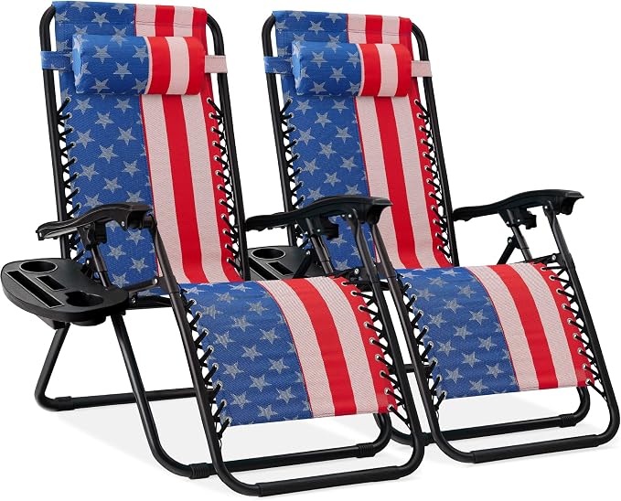 Best Choice Products Set of 2 Adjustable Steel Mesh Zero Gravity Lounge Chair by Unknown