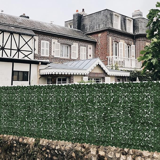 Faux Ivy Privacy Fence Screen Outdoor Expandable Artificial Greenery Roll Fake Hedge Wall Patio Green Plastic Leaf Plant Vine Grass Panels Gate Covering for Garden Yard Balcony (118.5x59.5 in)