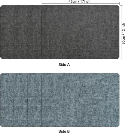 Myir JUN Dual Sided Faux Leather Placemats Set of 4 - Indoor/Outdoor Square Non-Slip Washable Table Mats (Gray Light Blue, Set of 4)
